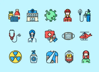 Emergencies: 50 icons 3 styles featured