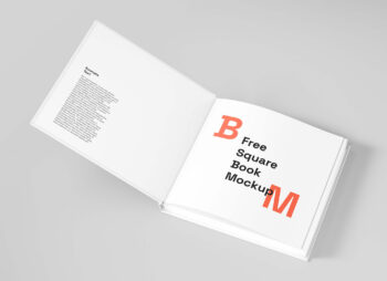 Realistic Square Book Mockup