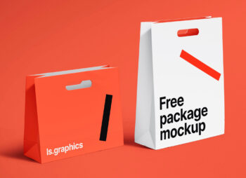 2 Paper Shopping Bags Mockup