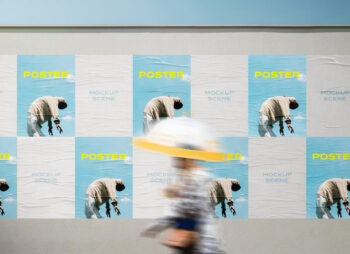 Glued Posters Wall Mockup