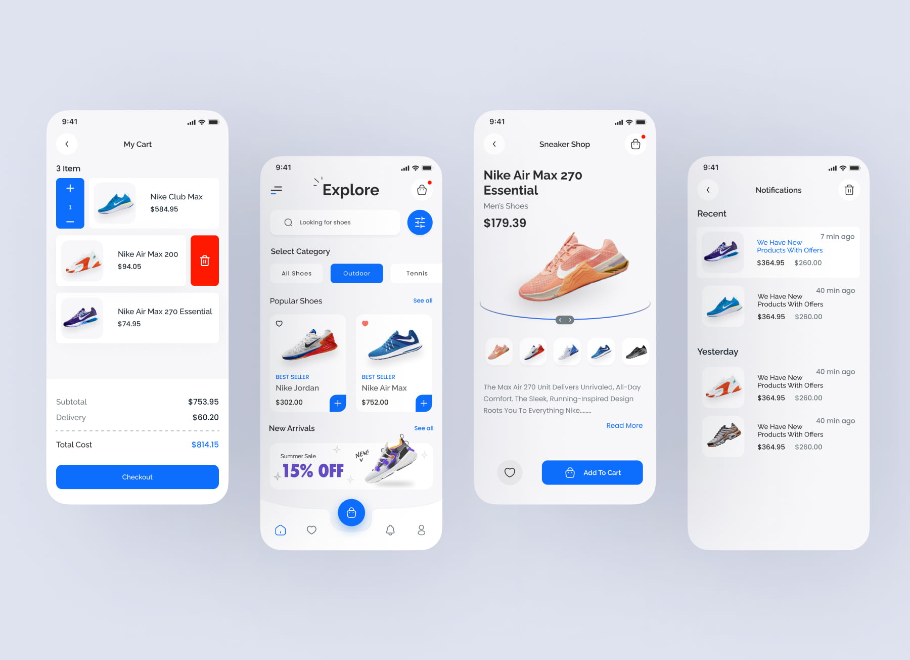 Sneaker Store App UI Kit - GraphicsBunker