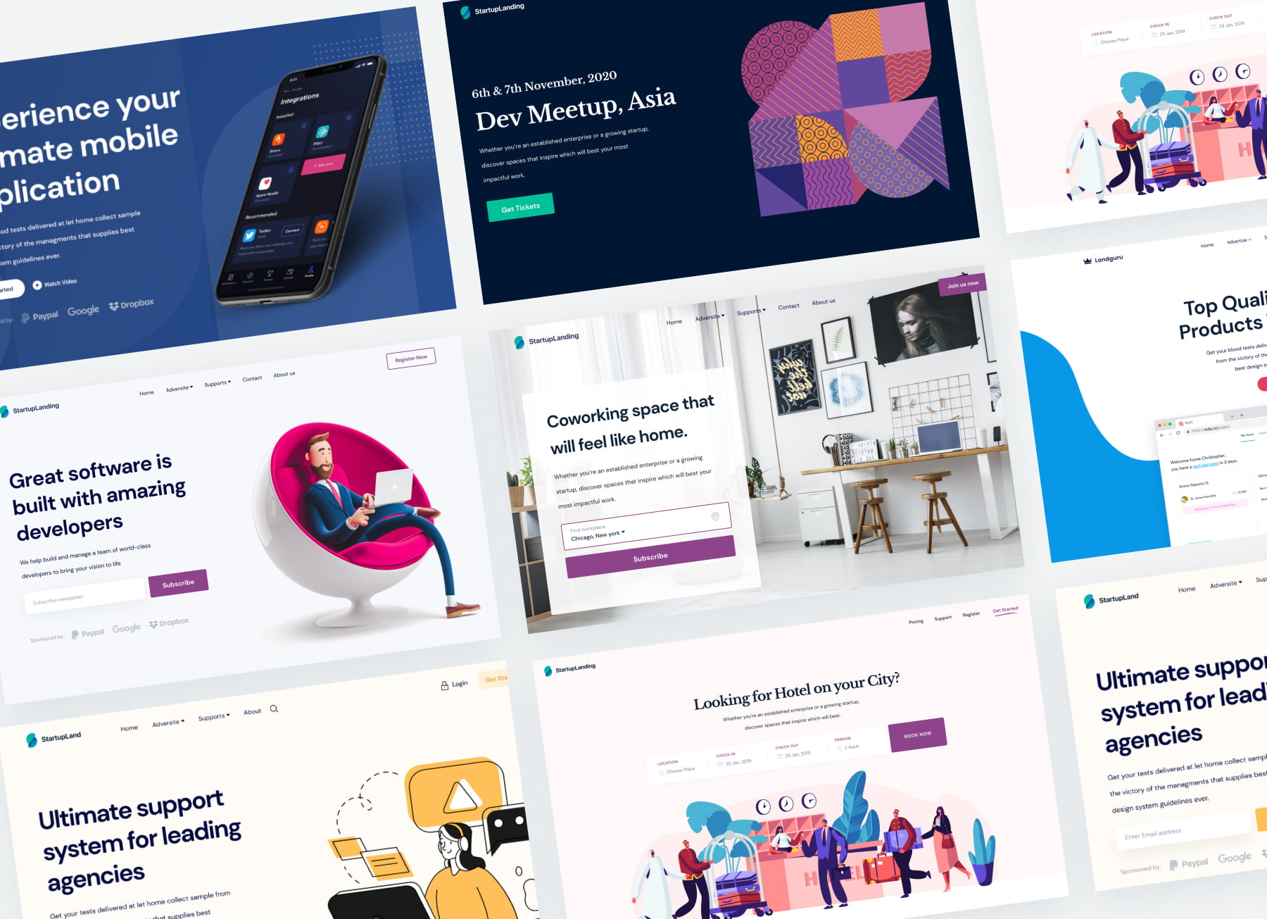 Startup Landing Page Templates GraphicsBunker