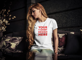 T-shirt Female Model Mockup