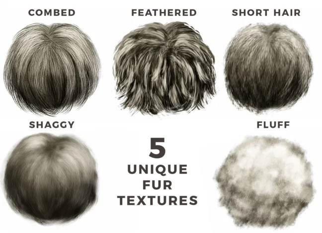 Black Hair Fur Procreate Brushes