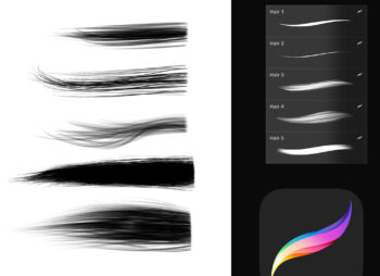 Black Hair Procreate Brush Set