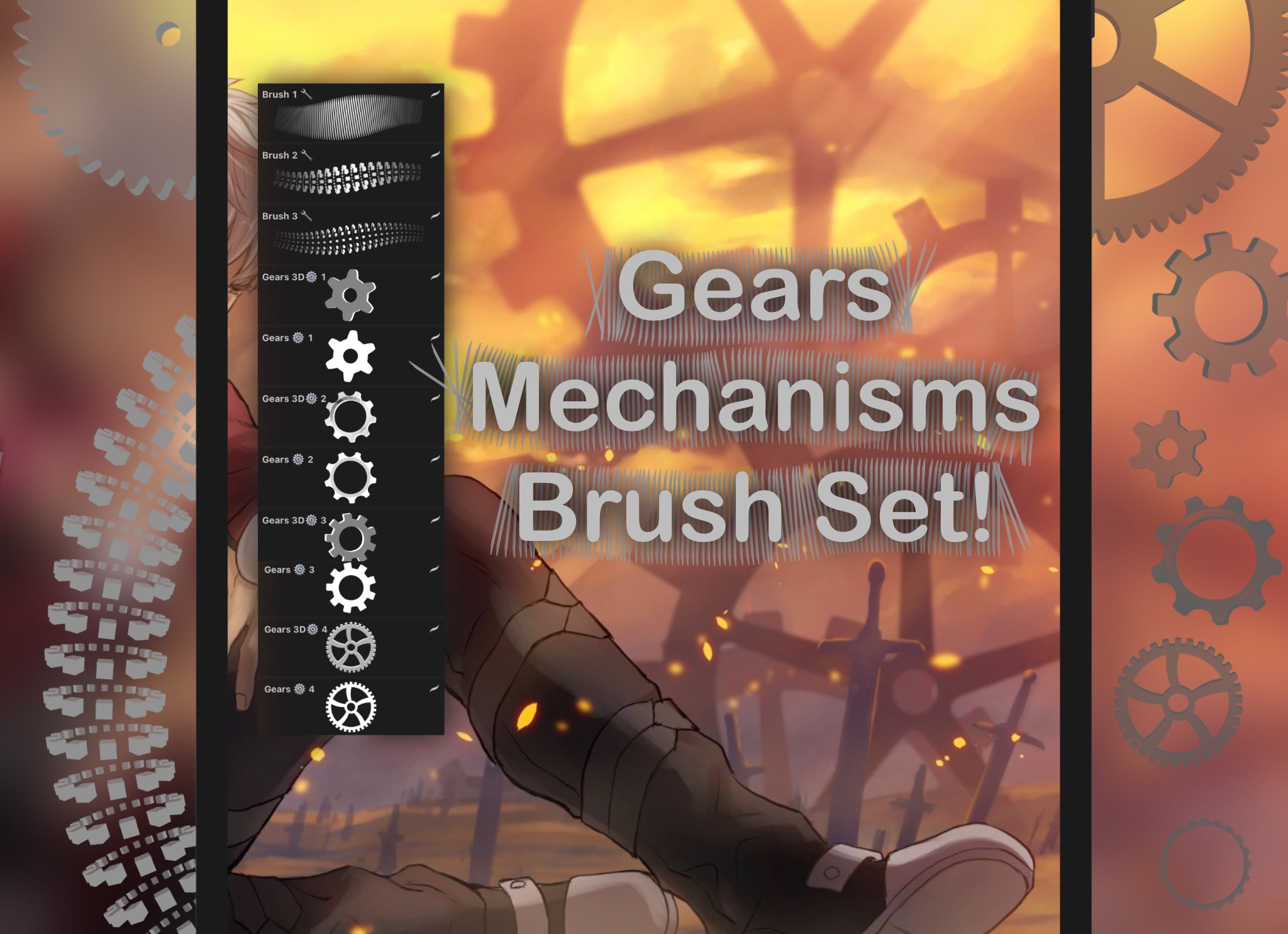 Gears Mechanisms Procreate Brushes