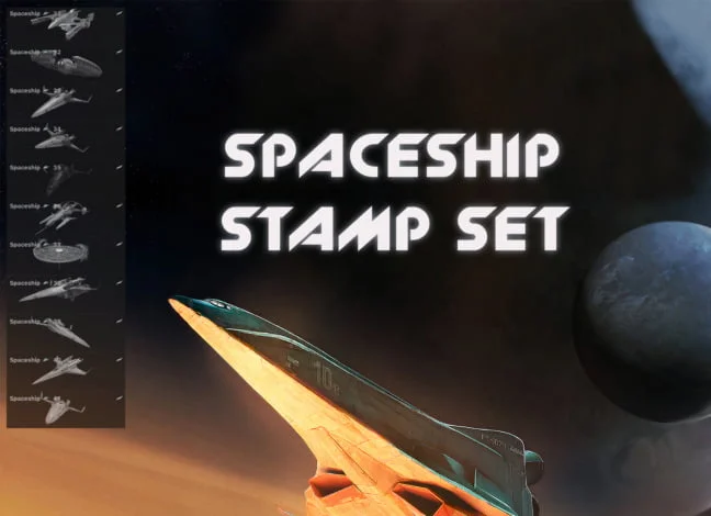Spaceship Stamp Procreate Set