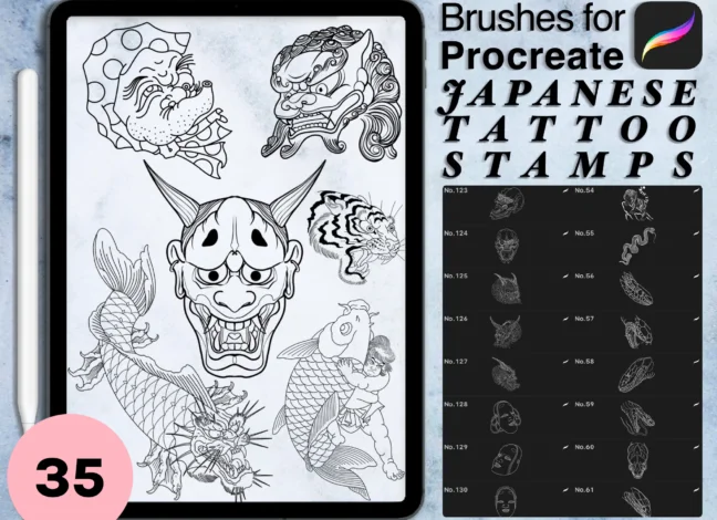Tattoo Stamp Brushes Procreate