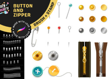 Button & Zipper Procreate Brushes