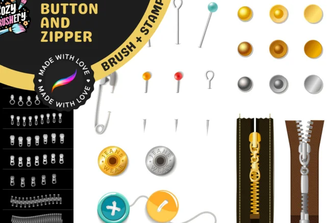 Button & Zipper Procreate Brushes