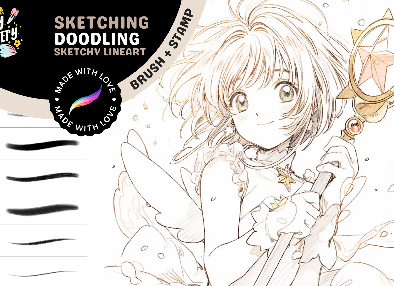 Manga Sketching Procreate Brushes - GraphicsBunker