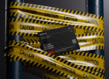 Business Card Mockup Caution Tape