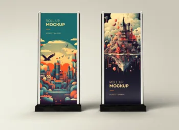 Roll-Up Banner Mockup - Dual Display