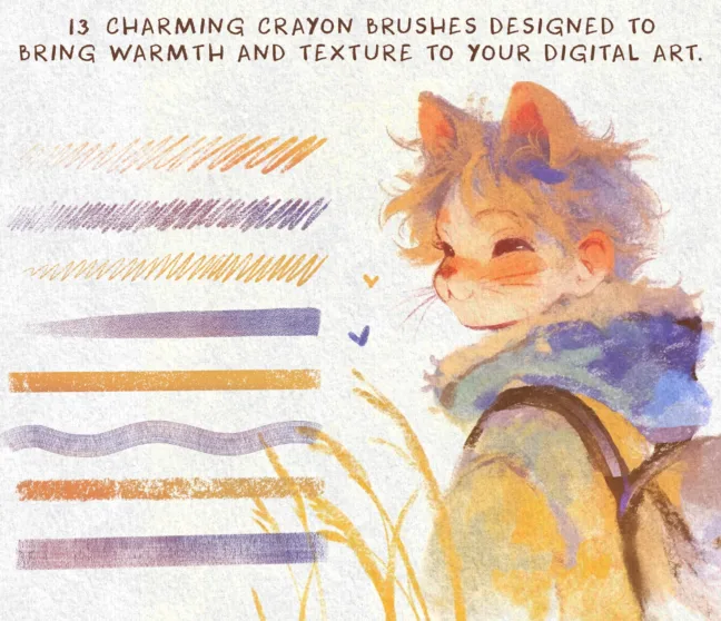 Charming Crayon Procreate Brushes